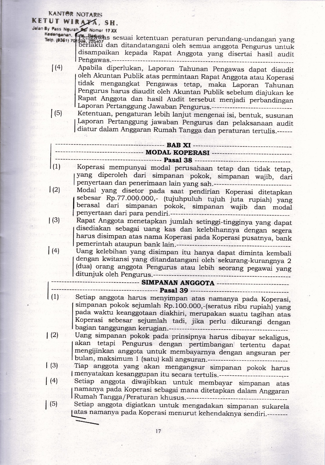 Foto Dokumen Akta Pendirian Koperasi Pandawa - Lembar 18