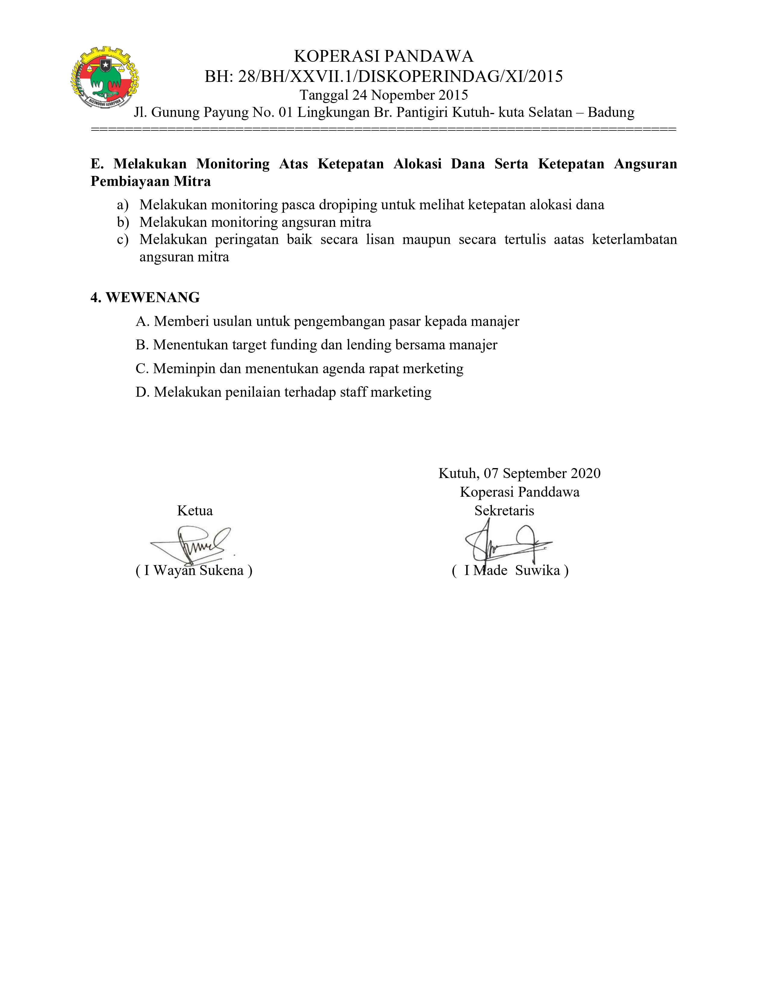 Foto Dokumen SOP Account Officer - Lembar 2