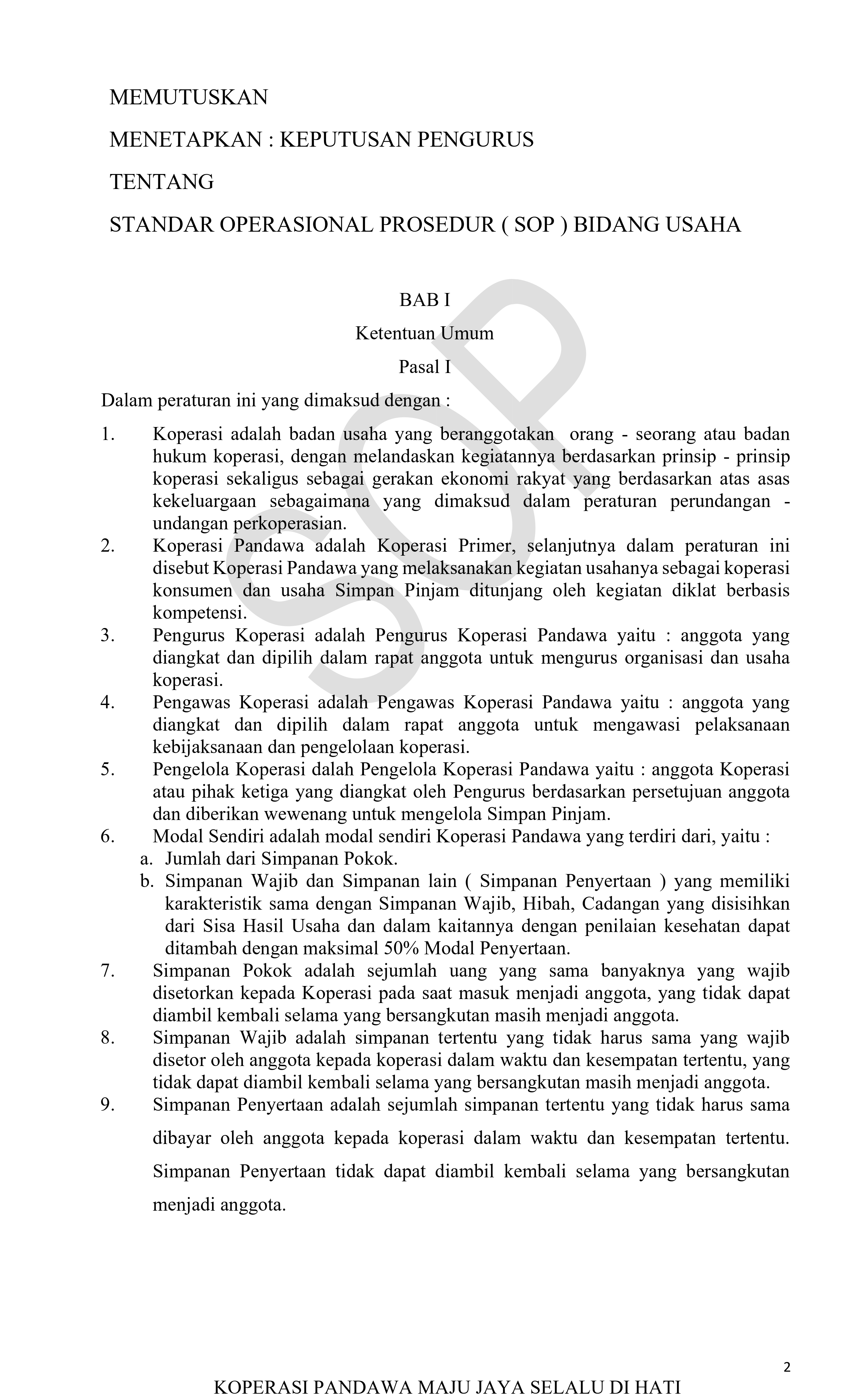 Foto Dokumen SOP Pengendalian Modal Sendiri - Lembar 2