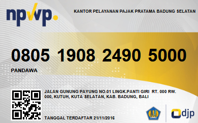 Foto Sertifikat NPWP Koperasi Pandawa