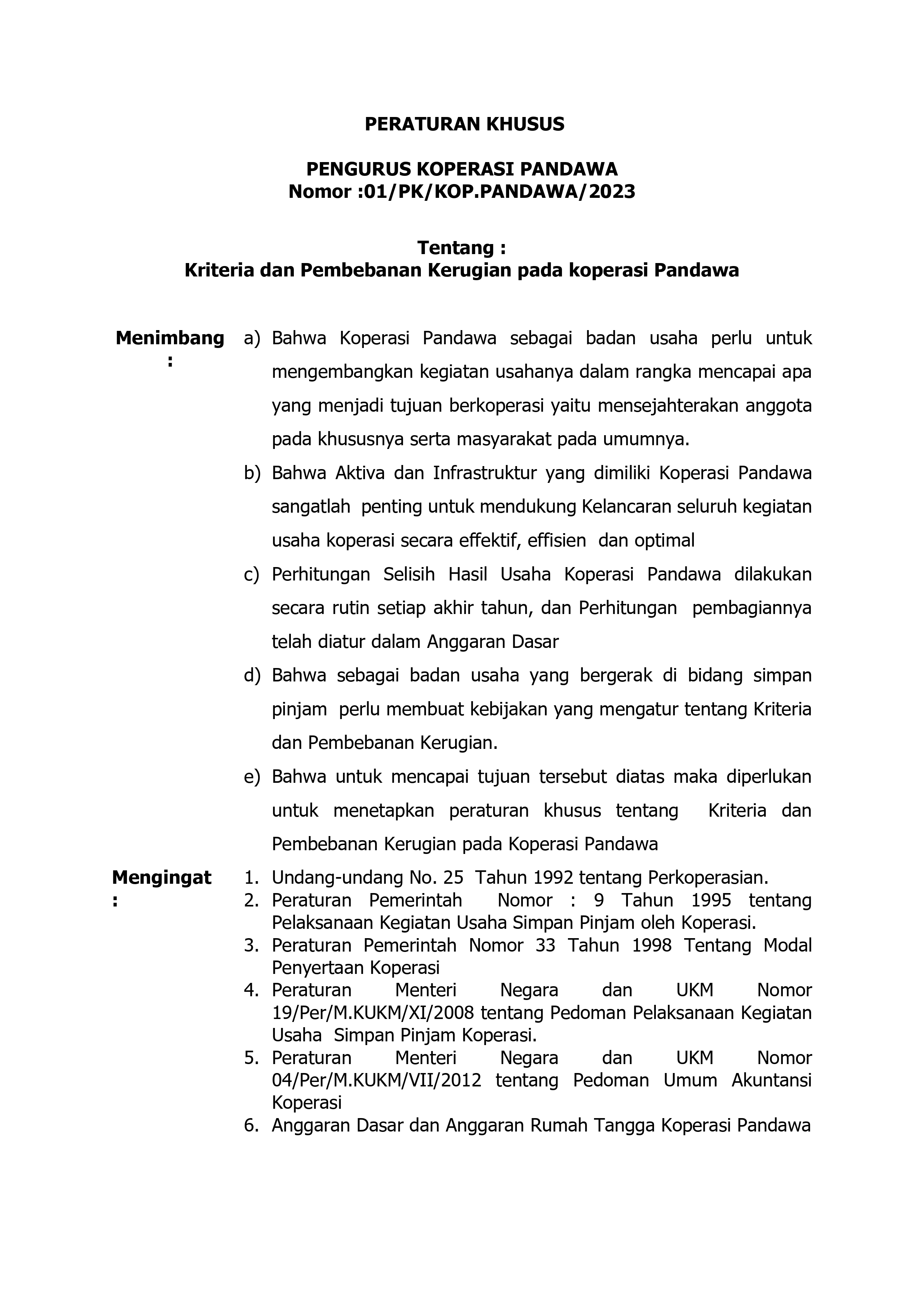 Foto Dokumen SOP Pembebanan Kerugian - Lembar 1