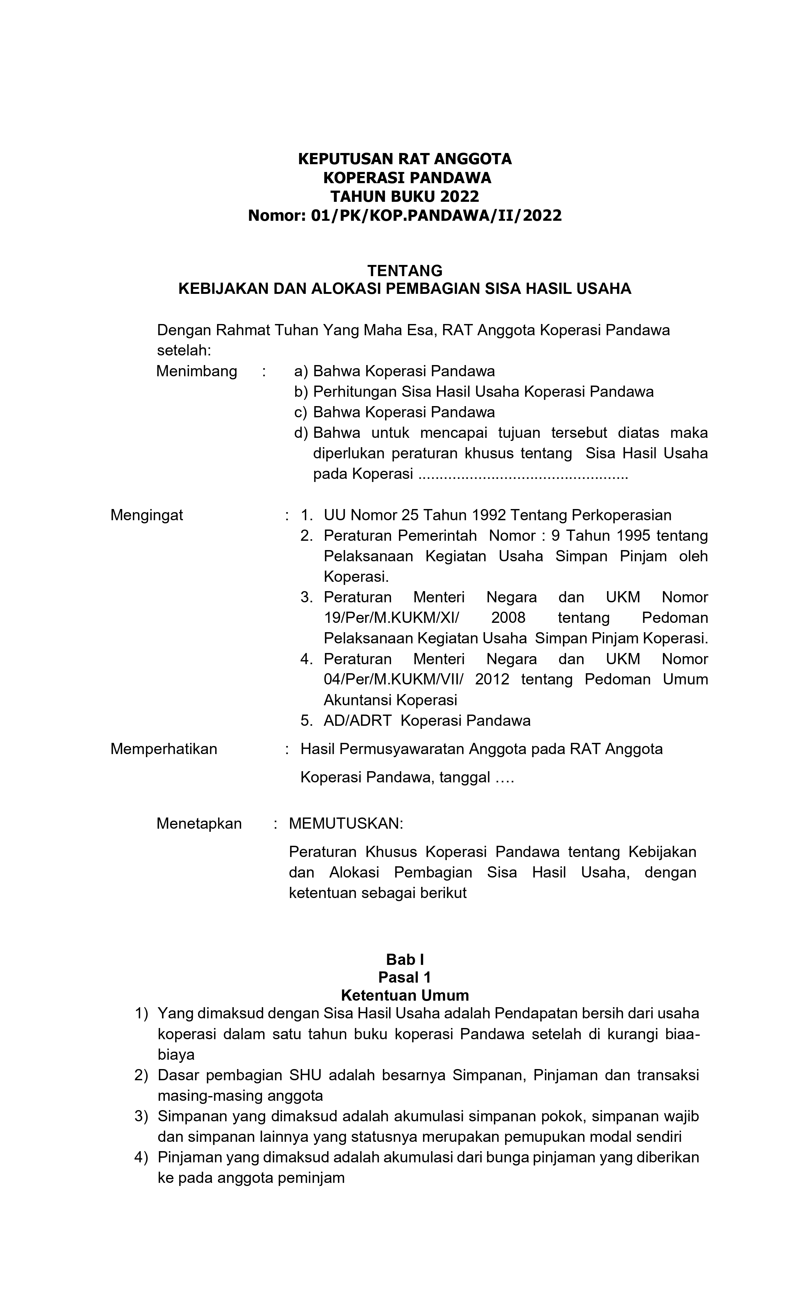 Foto Dokumen SOP Sisa Hasil Usaha - Lembar 1